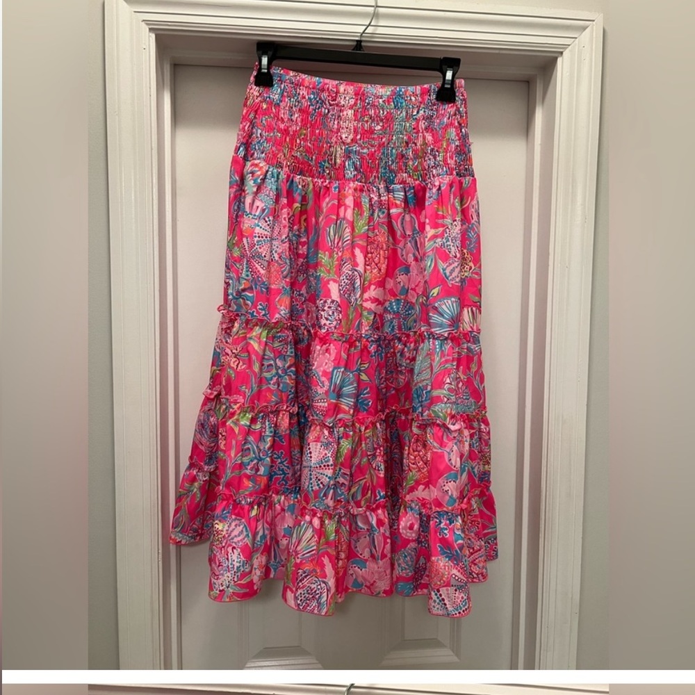 Lilly Pulitzer Deavan MIDI skirt XS Shell Me Something Good Print . Worn Once